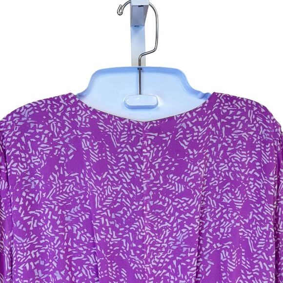 Halogen Purple Floral Chiffon Long Sleeve Midi Dress Women's Sz L - Picture 9 of 11